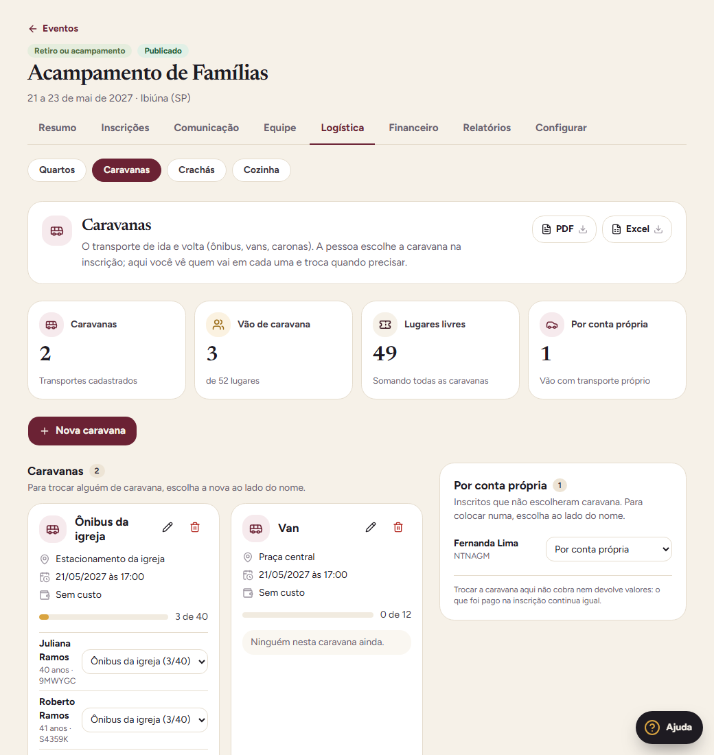 Caravanas com passageiros
